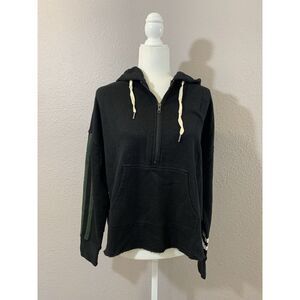 N:Philanthropy Women's Black Green White 1/4 Zip Raw Hem‎ Sweatshirt Size XL NWT